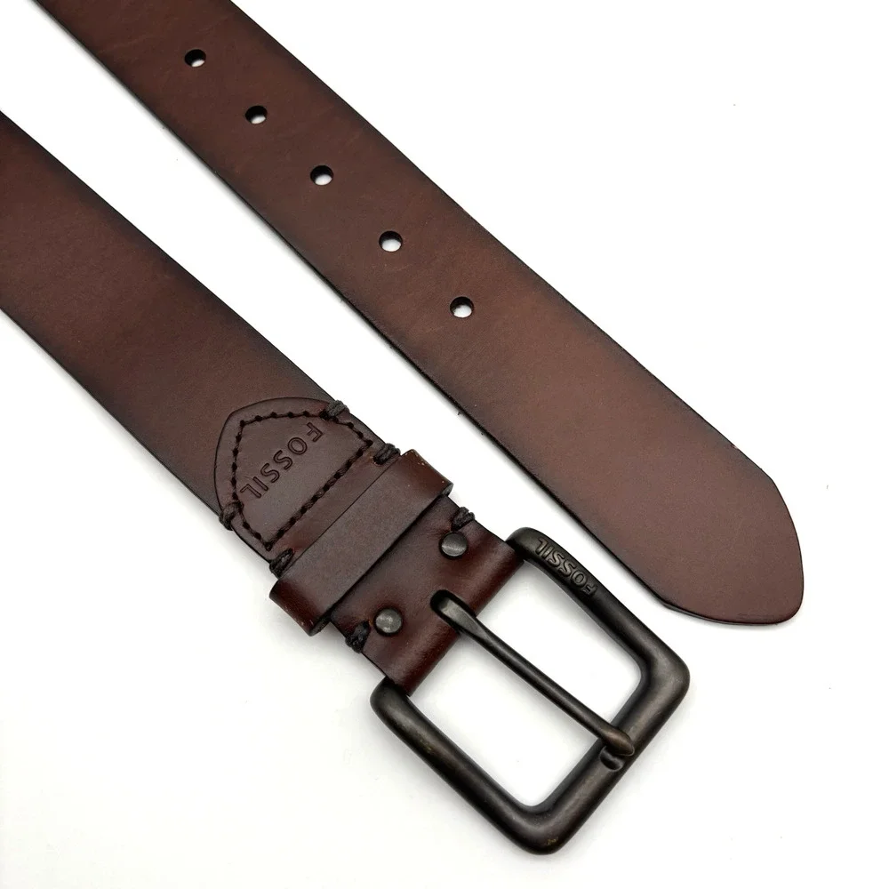 Vintage 00s Fossil 27113 Brown Genuine Leather Men's Dress Belt 32 31-35